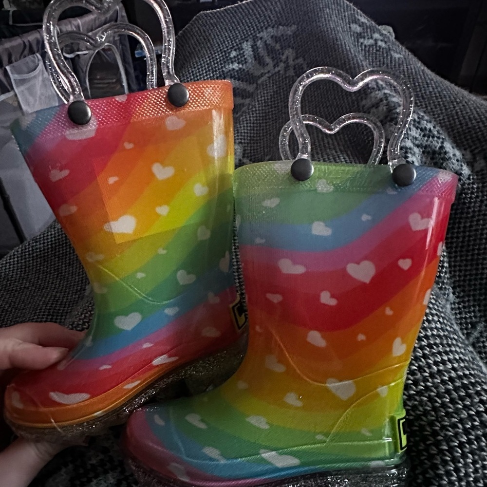 Western Chief Toddler Girls' Heart Waves Rain Boots size 5